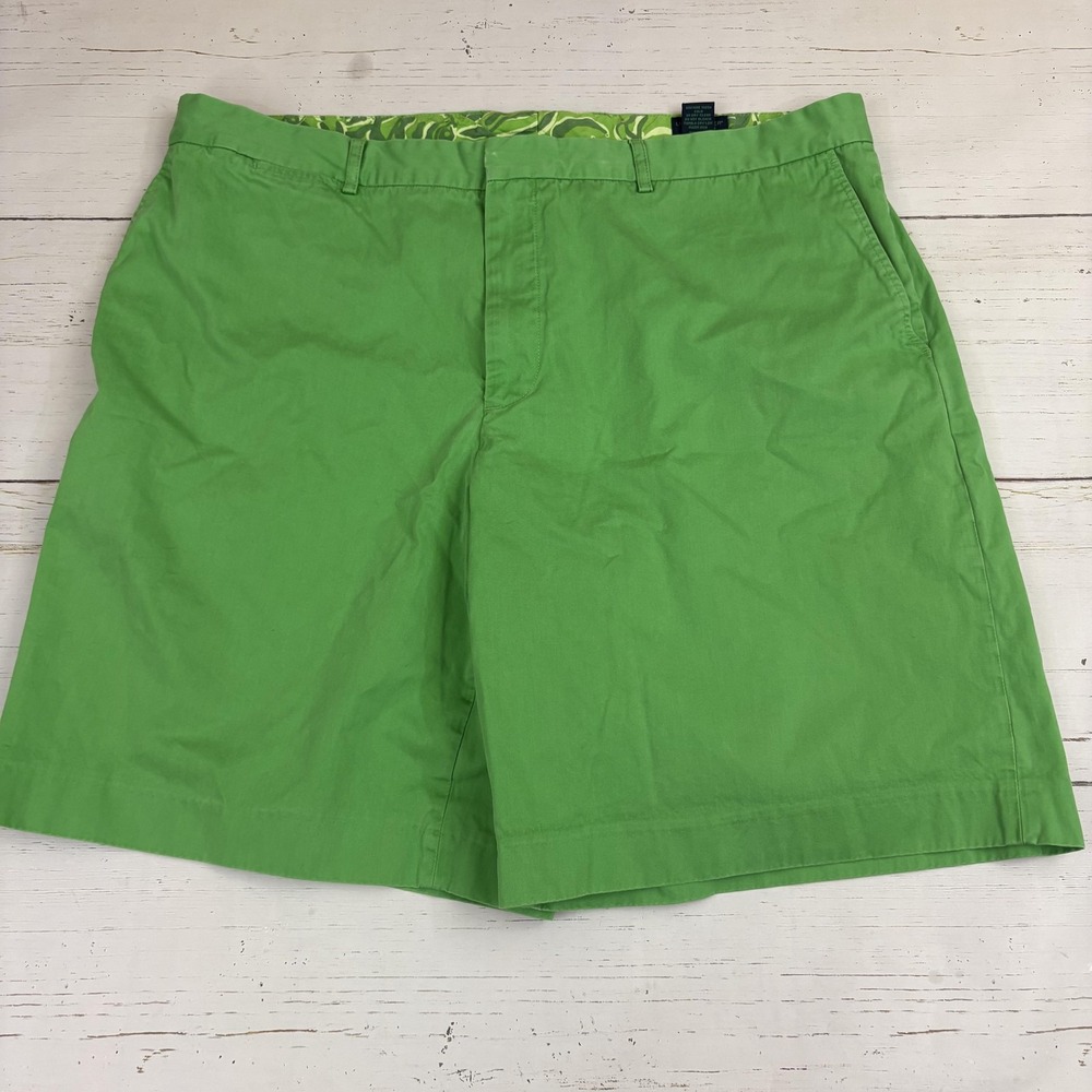Lilly Pulitzer Mens Shorts Chino 40 Green Mizner Tropical Cotton 10in Inseam